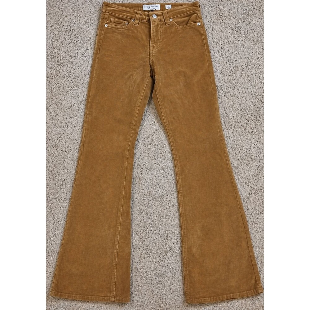 Lucky Brand Ava Flare Corduroy Pants Womens 2/26 Brown Stretch Retro Boho